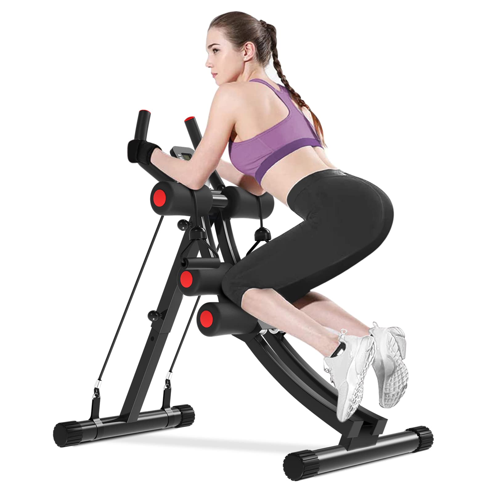 COSTWELL Ab Machine Abs Workout Equipment For Strength TrainingAdjustable Ab Exercise Equipment For Stomach WorkoutFoldable Core Abdominal Waist Trainer For Home Gym With Two Resistance Bands