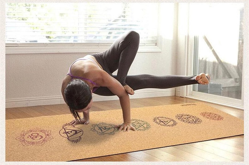 Natural Rubber Yoga Mat TPE with Cork Material