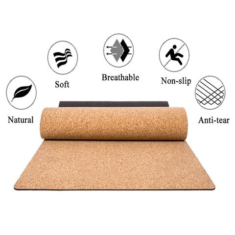 Natural Rubber Yoga Mat TPE with Cork Material