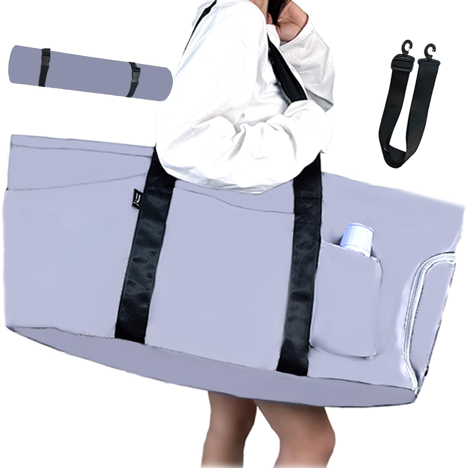 Uhawi Yoga Mat Bag with Shoes compartment &amp; Wet Compartment &amp; shoulder bag &amp;crossbody yoga bag large yoga bag with Yoga Mat Holder Yoga Bag with Adjustable Mat Strap for Women Men (gray)