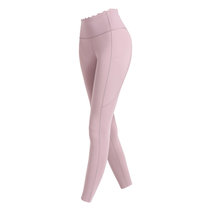 Lace High Waist Nude Yoga Pants for Women