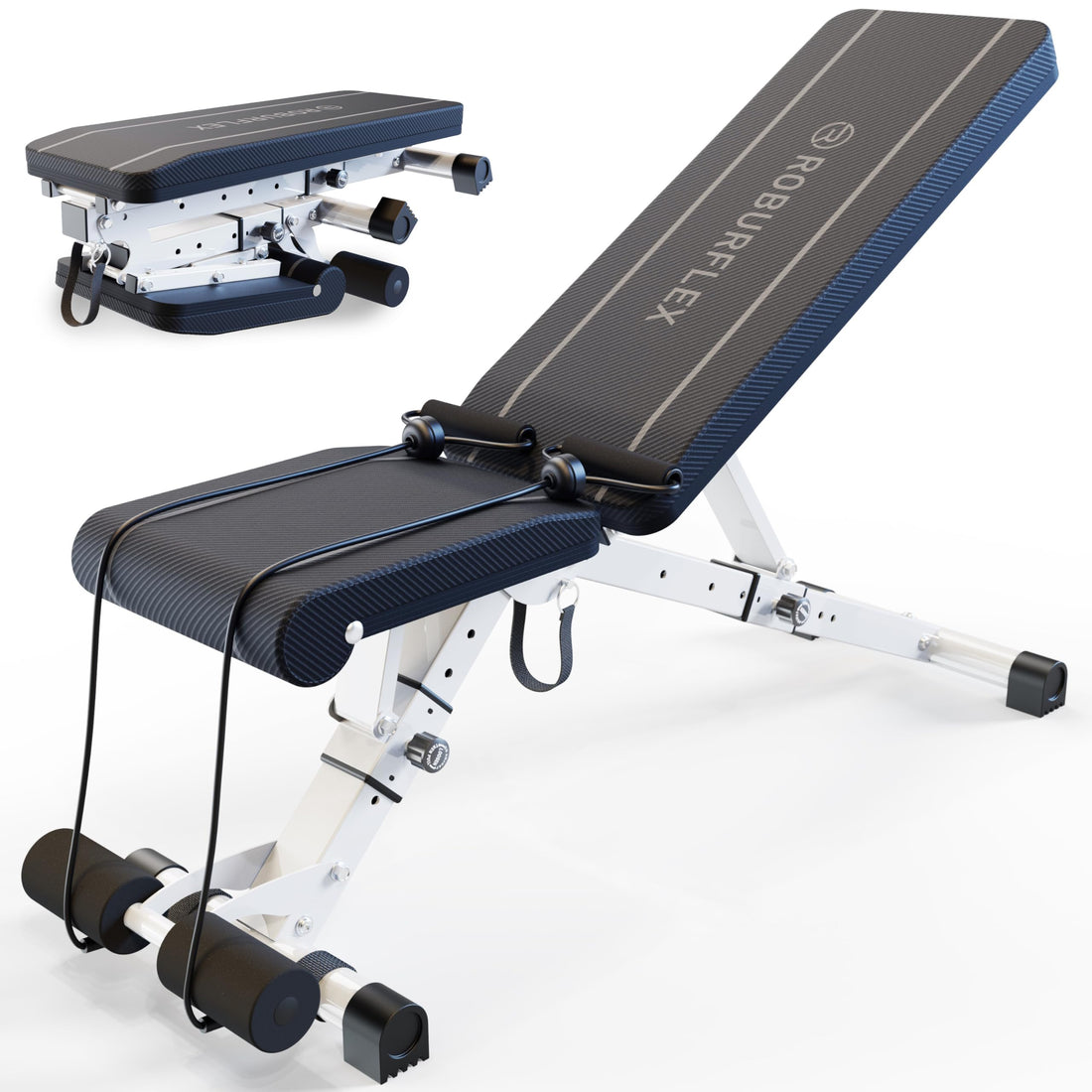 ROBURFLEX Adjustable/Foldable Workout Exercise Bench for Home Gym Weightlifting and Strength Training - 8x4x3x2 Positions- 700 Pounds Load
